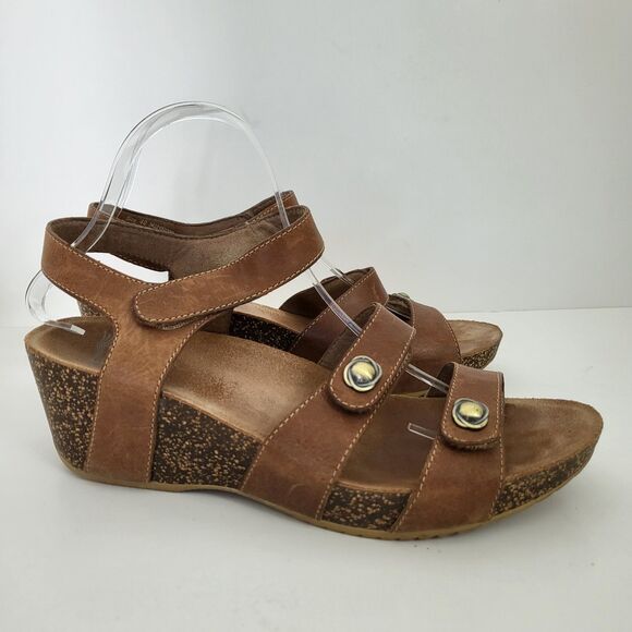 Dansko Shoes - DANSKO Savannah Wedge Sandals Womens 9.5 10 EU 40 Brown Strappy Leather